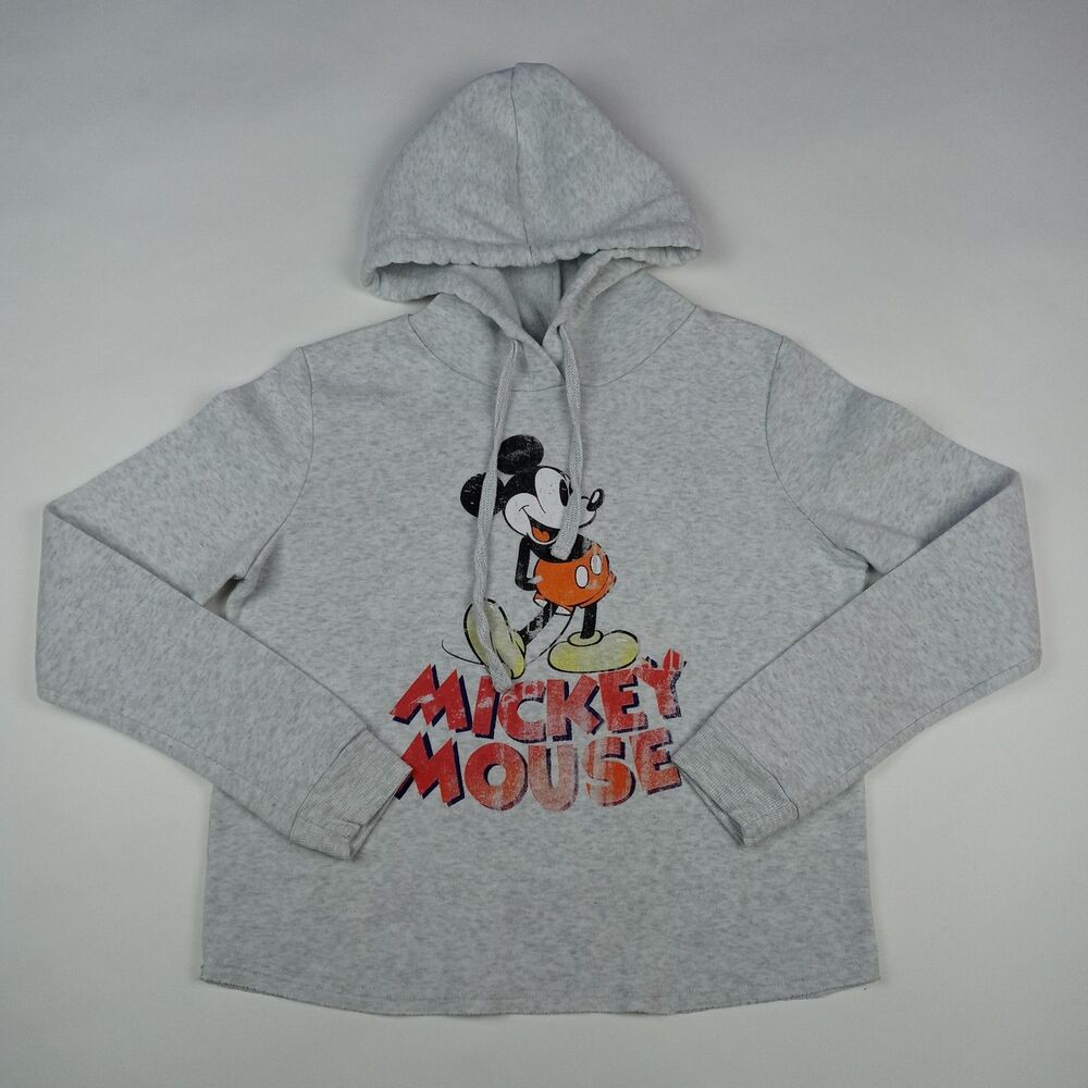 DISNEY Hoodie Sweatshirt Sweater Mickey Mouse Women's Size Medium Pullover Gray